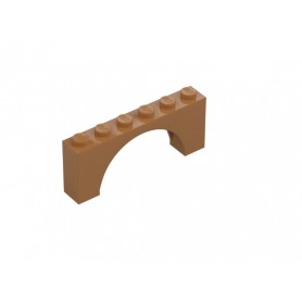 LEGO® DÍLY Kostka s obloukem 1X6X2 Hnědonugátová středně - 15254