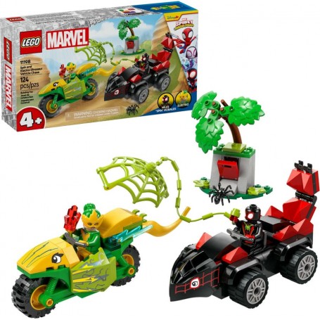 LEGO® 11198 MARVEL Spin, Electro a honička s dinosauřím vozidlem