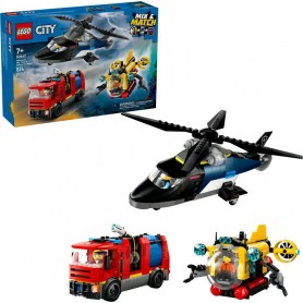 LEGO® 60462 CITY Remix: Helikoptéra, hasičský vůz a ponorka