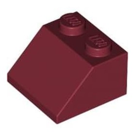 LEGO DÍLY Střešní kostka 2x2 45 st. šikmá bordová (3039)