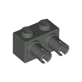 LEGO DÍLY kostka 1x2 s horiz. výstupkem dvojitým, tmavě šedá (30526)
