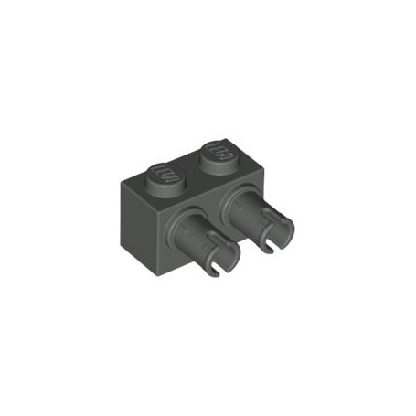 LEGO DÍLY kostka 1x2 s horiz. výstupkem dvojitým, tmavě šedá (30526)
